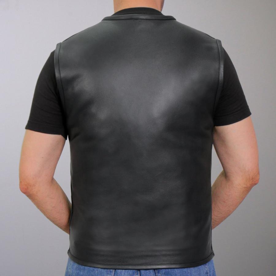 Hot Leathers バイク レザーベスト 本革 牛革 メッシュ裏地 Round