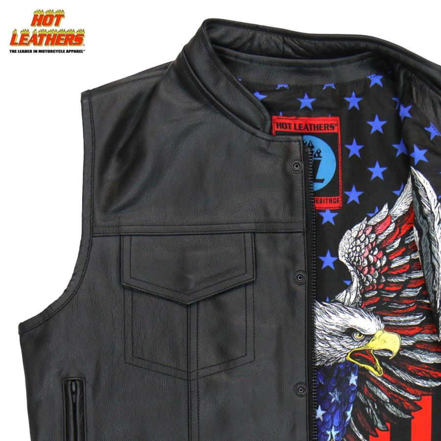 Hot Leathers バイク レザーベスト 本革 牛革 Patriotic Liner Vest