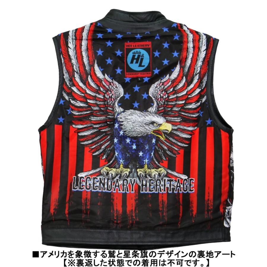 Hot Leathers バイク レザーベスト 本革 牛革 Patriotic Liner Vest 