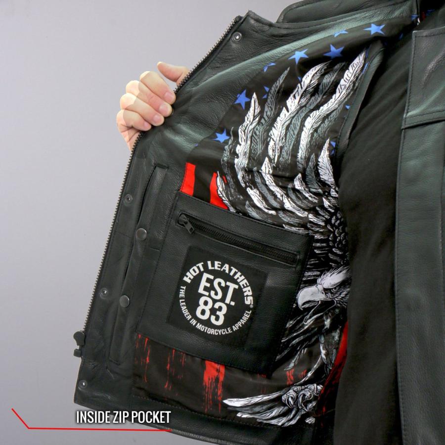 Hot Leathers バイク レザーベスト 本革 牛革 Patriotic Liner Vest
