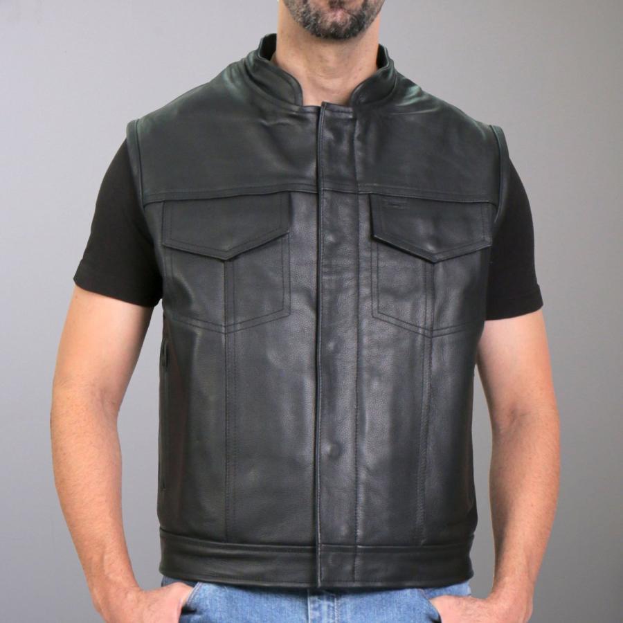 Hot Leathers バイク レザーベスト 本革 牛革 Skull Flag Liner Vest