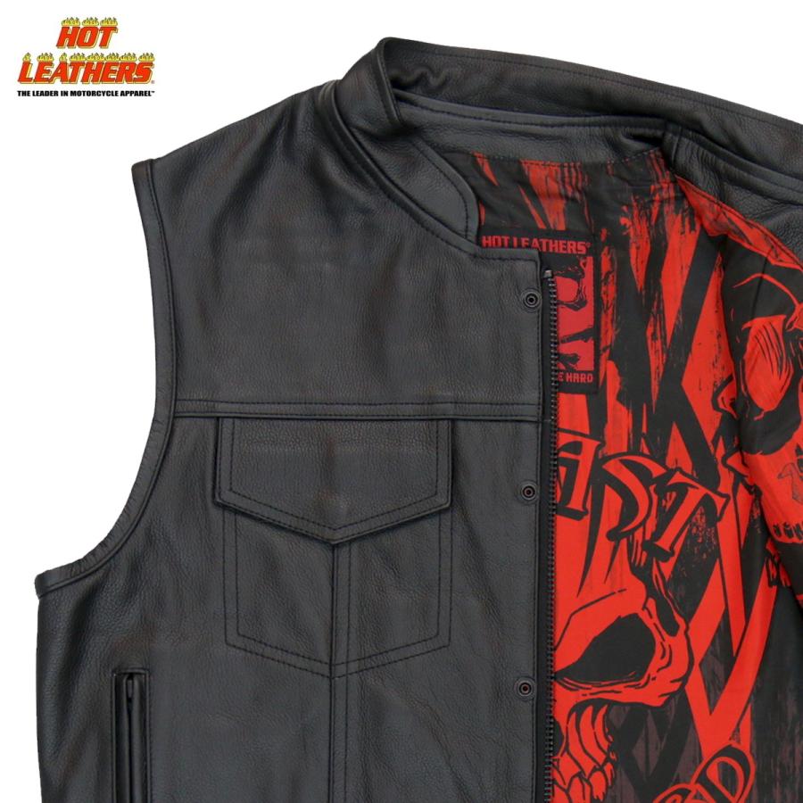 Hot Leathers バイク レザーベスト 本革 牛革 Over The Top Skull