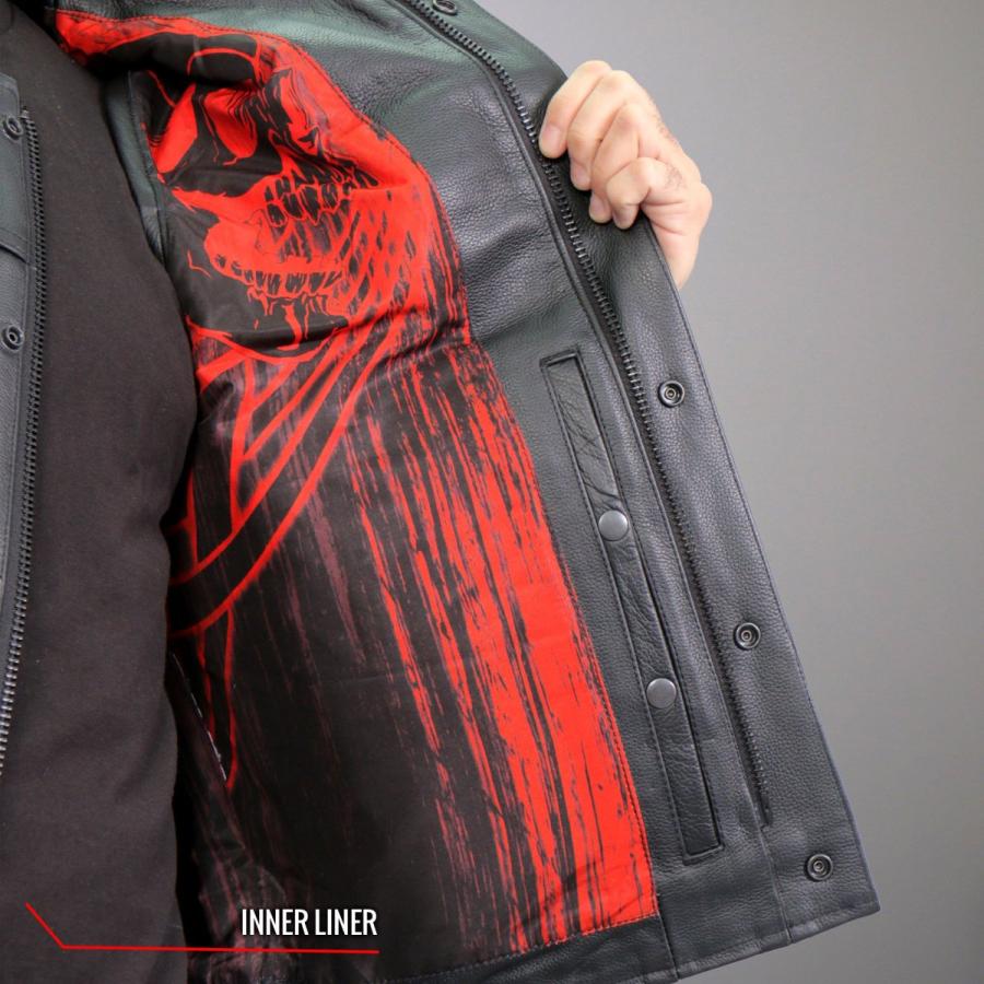 Hot Leathers バイク レザーベスト 本革 牛革 Over The Top Skull