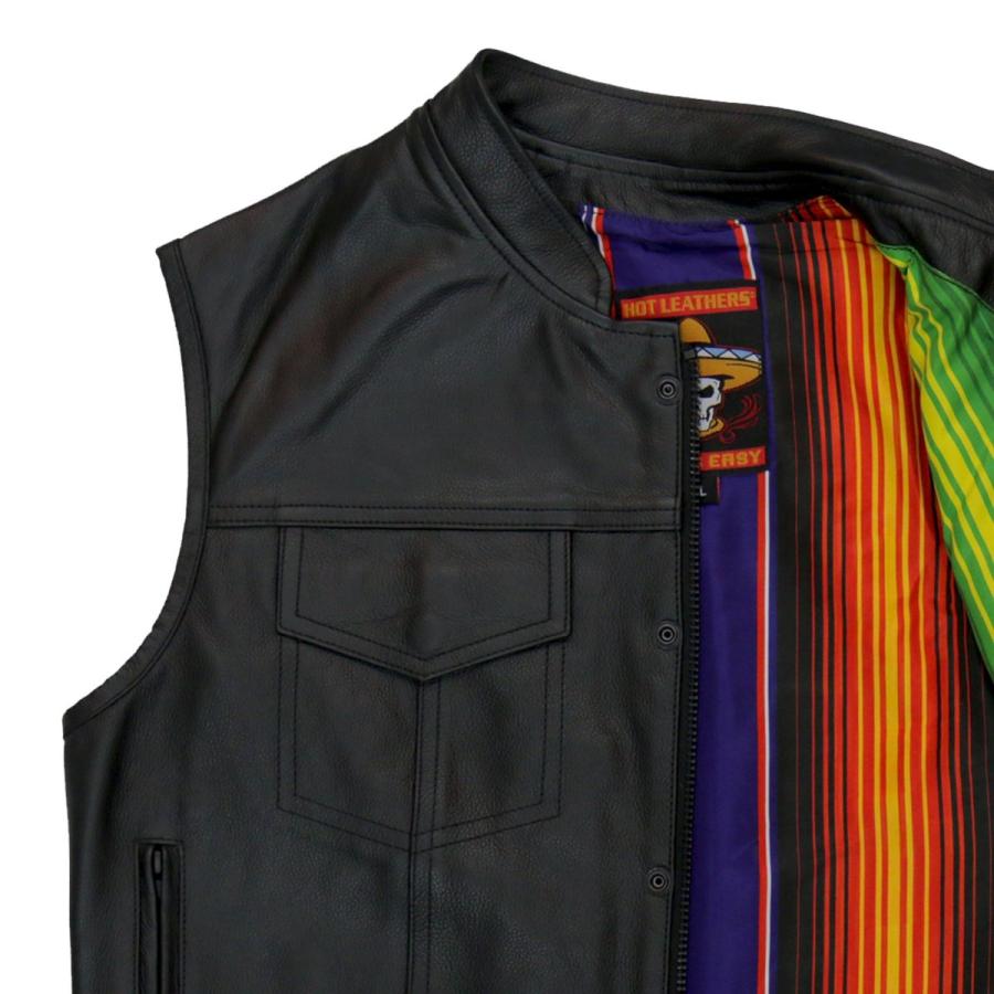 Hot Leathers バイク レザーベスト 本革 牛革 Mexican Blanket