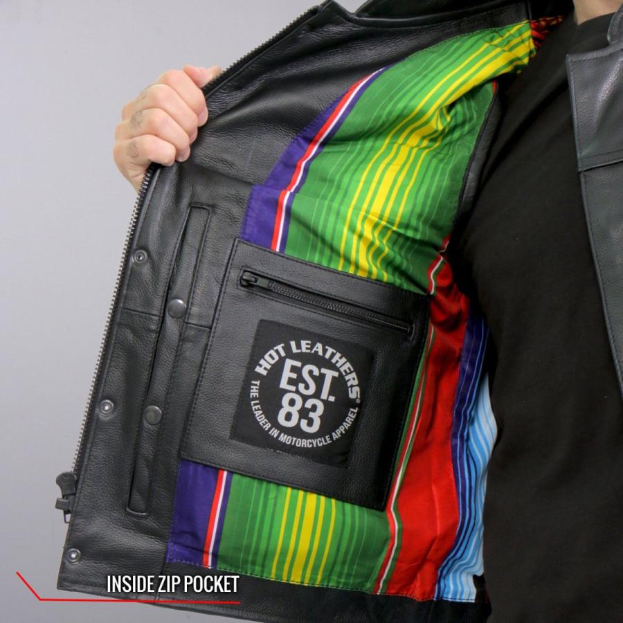 Hot Leathers バイク レザーベスト 本革 牛革 Mexican Blanket