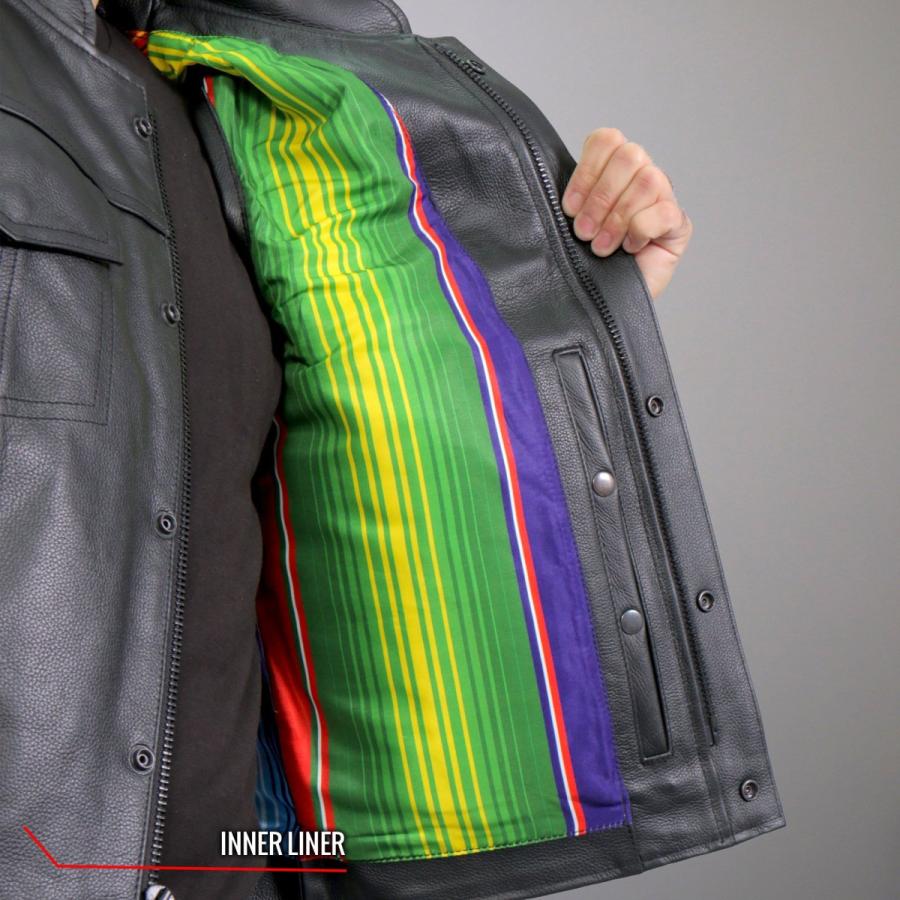 Hot Leathers バイク レザーベスト 本革 牛革 Mexican Blanket