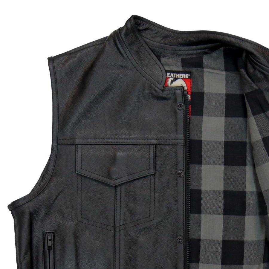 Hot Leathers バイク レザーベスト 本革 牛革 Flannel Gray Liner