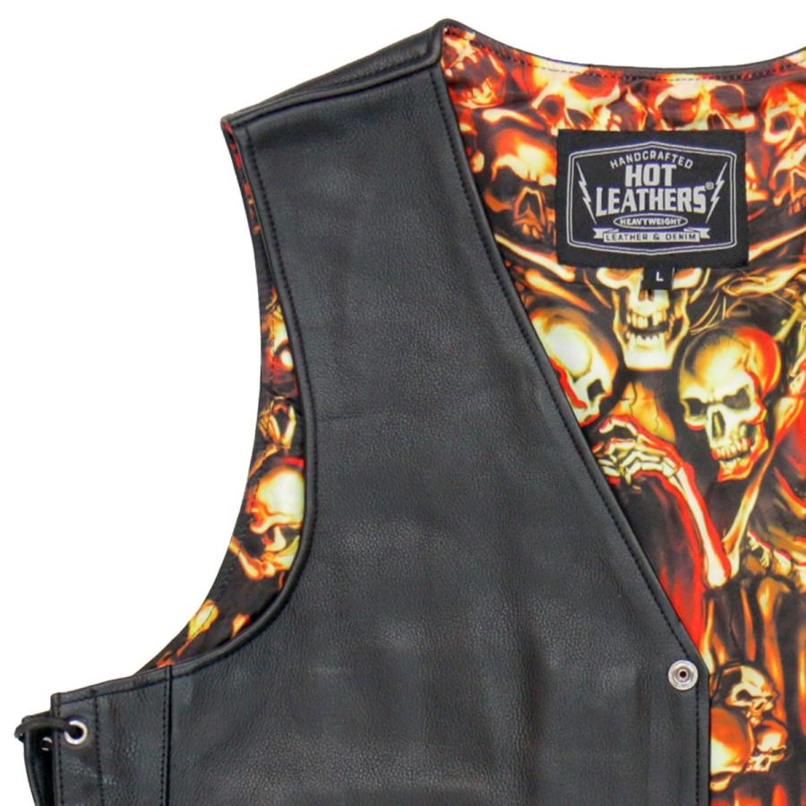 Hot Leathers バイク レザーベスト 本革 牛革 Skull Liner Vest スカル