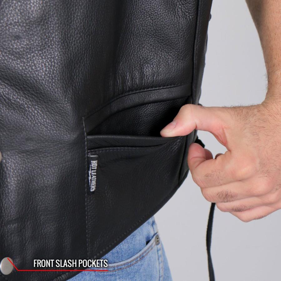 Hot Leathers バイク レザーベスト 本革 牛革 Skull Liner Vest スカル