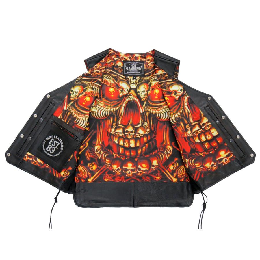 Hot Leathers バイク レザーベスト 本革 牛革 Skull Liner Vest スカル