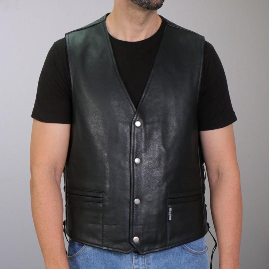 Hot Leathers バイク レザーベスト 本革 牛革 Skull Liner Vest スカル