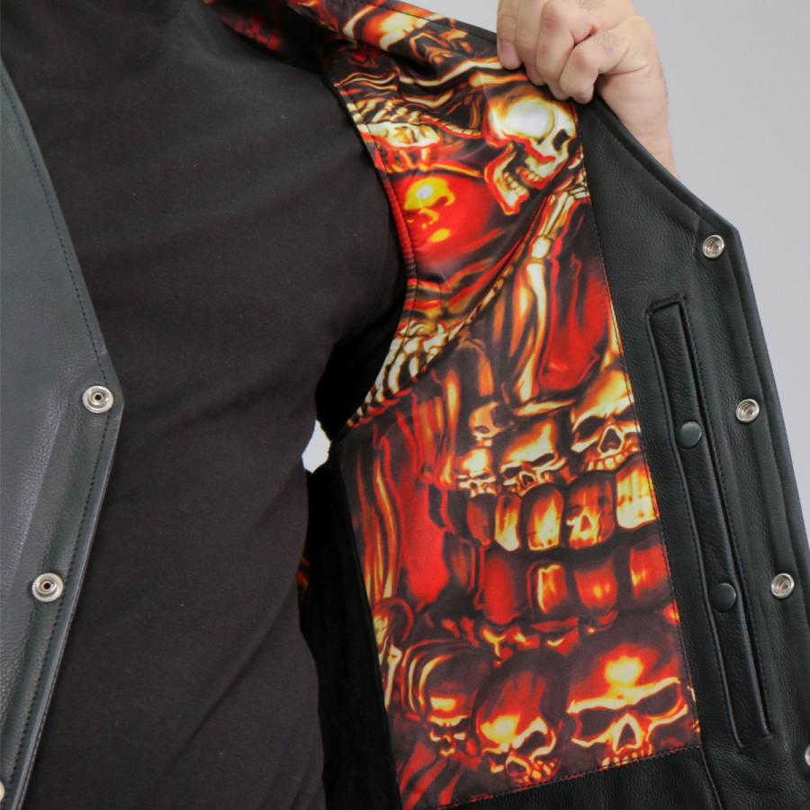 Hot Leathers バイク レザーベスト 本革 牛革 Skull Liner Vest スカル