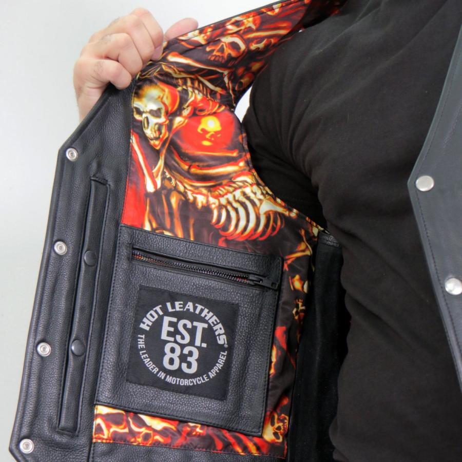 Hot Leathers バイク レザーベスト 本革 牛革 Skull Liner Vest スカル