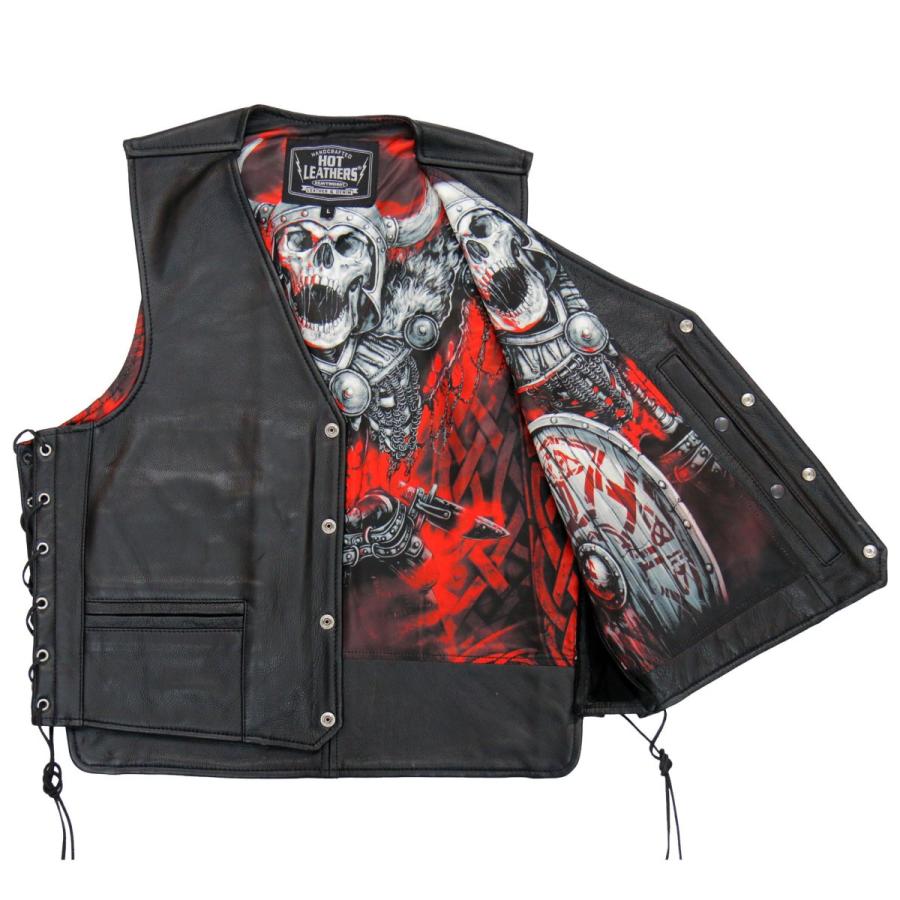 Hot Leathers バイク レザーベスト 本革 牛革 Viking Warrior Vest