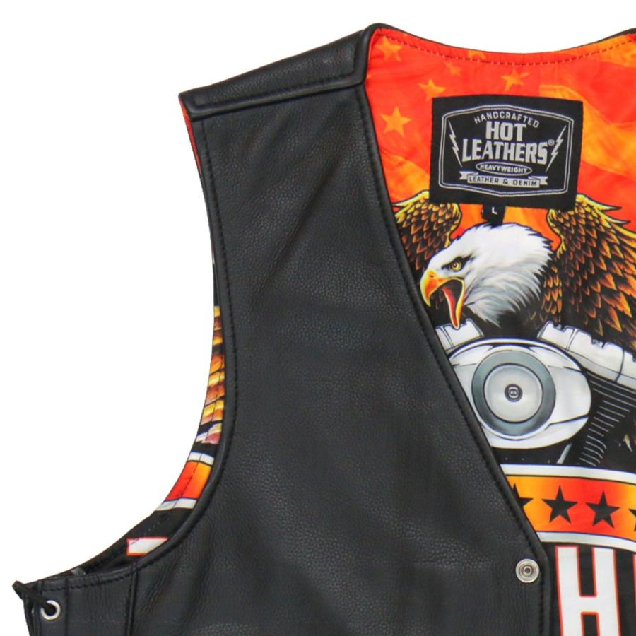 Hot Leathers バイク レザーベスト 本革 牛革 V-Twin Eagle Liner Vest