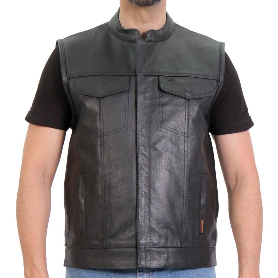 Hot Leathers バイク レザーベスト パーカー セット 本革 牛革 