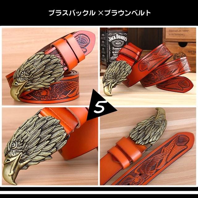 送料無料!】ビンテージイーグルヘッドバックルジェニュインレザー