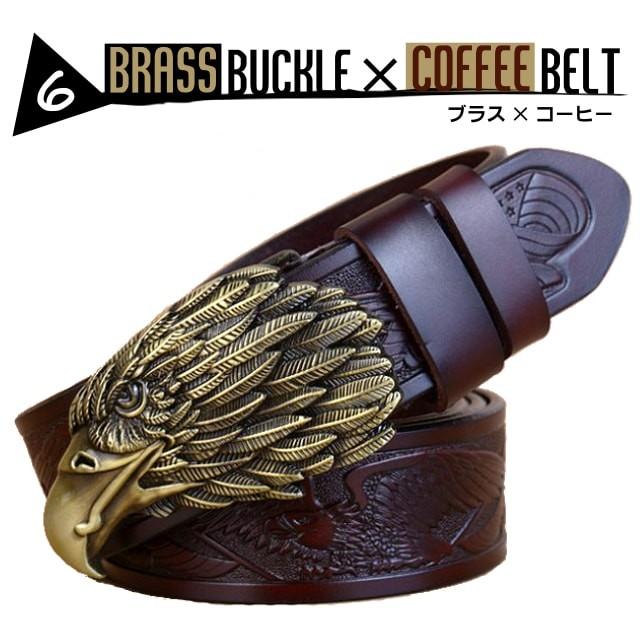 送料無料!】ビンテージイーグルヘッドバックルジェニュインレザー