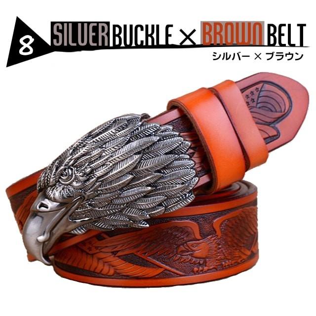 送料無料!】ビンテージイーグルヘッドバックルジェニュインレザー