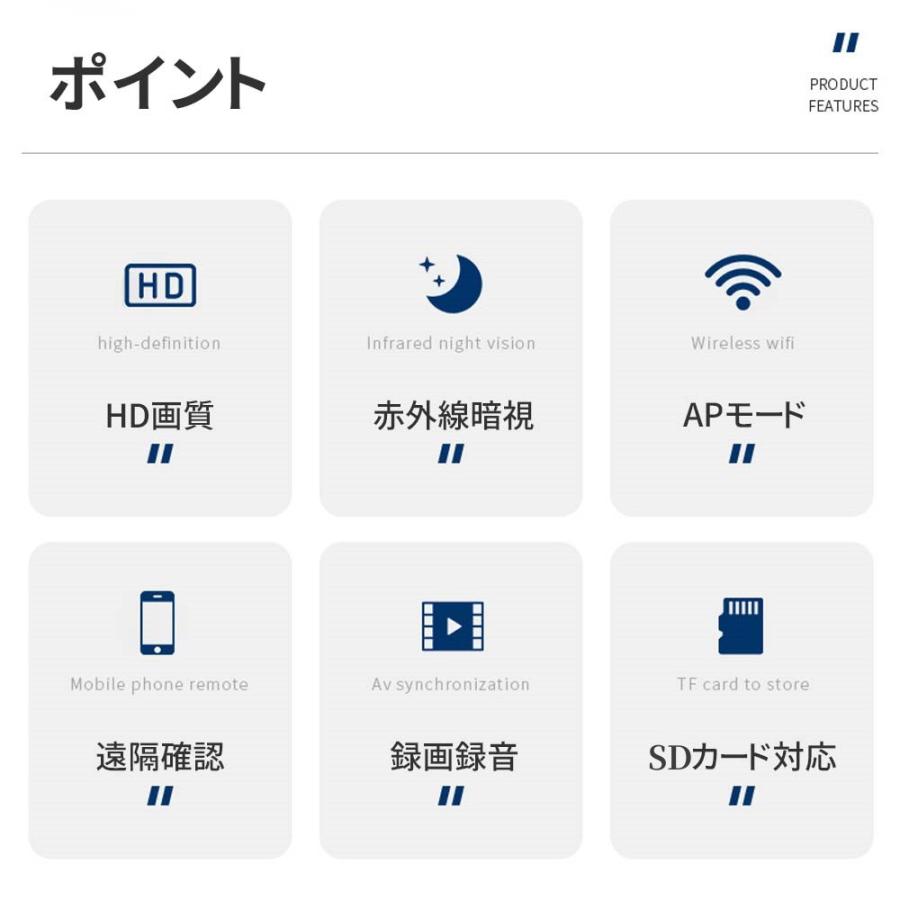 小型防犯カメラ ミニカメラ 1080P高画質 WiFi 家庭用 長時間録画録音 夜間撮影 動体検知 屋内用 広角 操作簡単  MINI 小型 バッテリー内蔵 日本語説明書｜harmony-store｜02