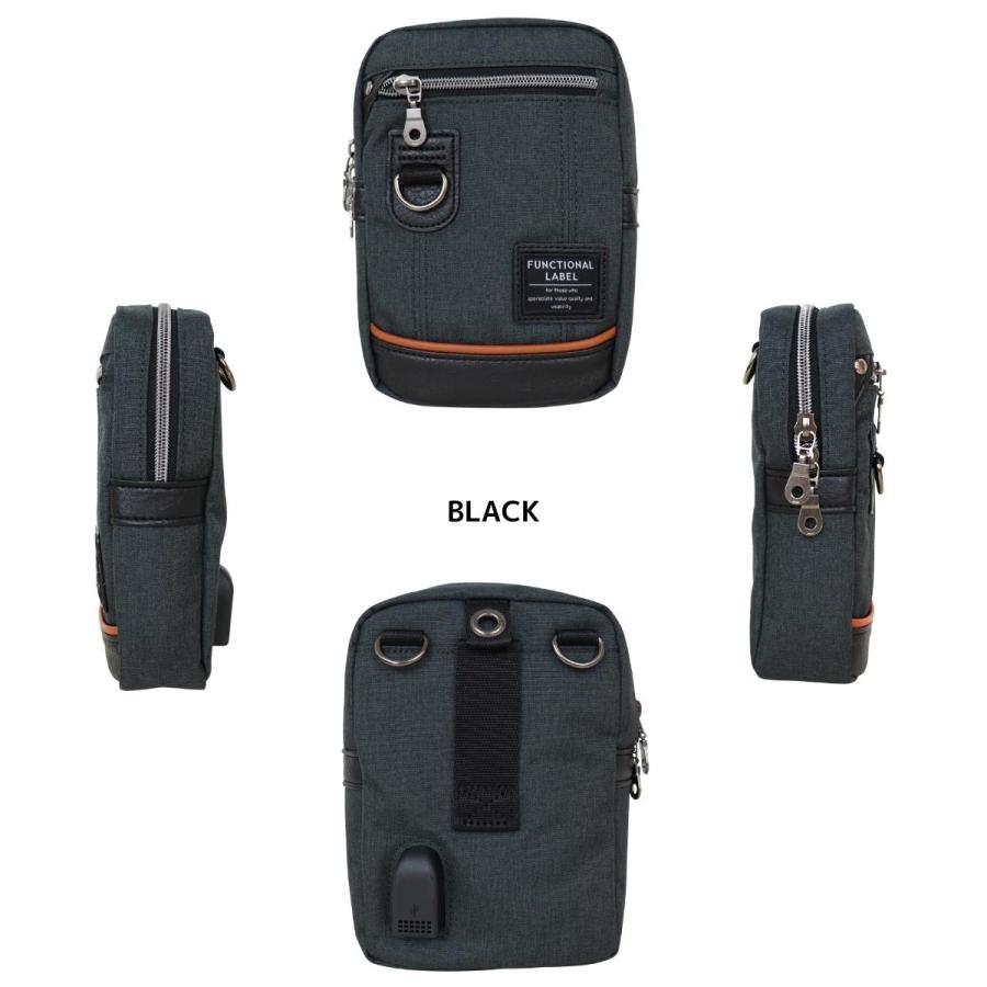 Functional Label ファンクショナルレーベル USB マルチ ミニポーチ ベルトポーチ チョークバッグ ショルダーバッグ 3WAY ユニセックス 男女兼用 ビジネス 08614 |  | 01