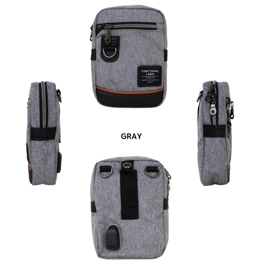 Functional Label ファンクショナルレーベル USB マルチ ミニポーチ ベルトポーチ チョークバッグ ショルダーバッグ 3WAY ユニセックス 男女兼用 ビジネス 08614 |  | 02