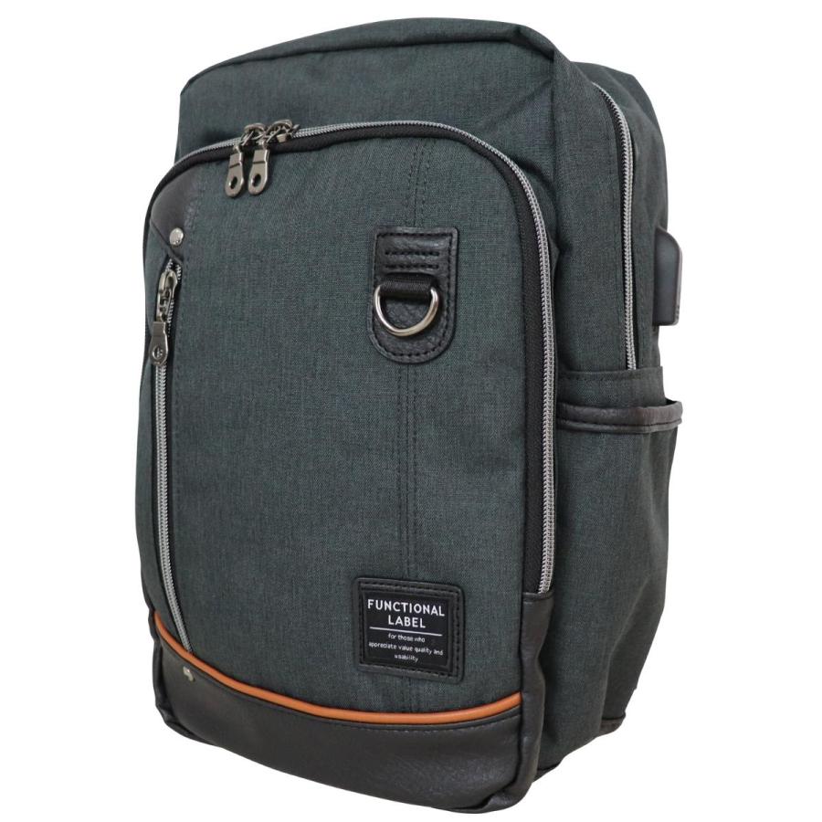 Functional Label ファンクショナルレーベル USB ボディバッグ L メンズ レディース 男性 女性 ユニセックス 男女兼用 ビジネス カジュアル 通勤 会社 08618 |  | 15