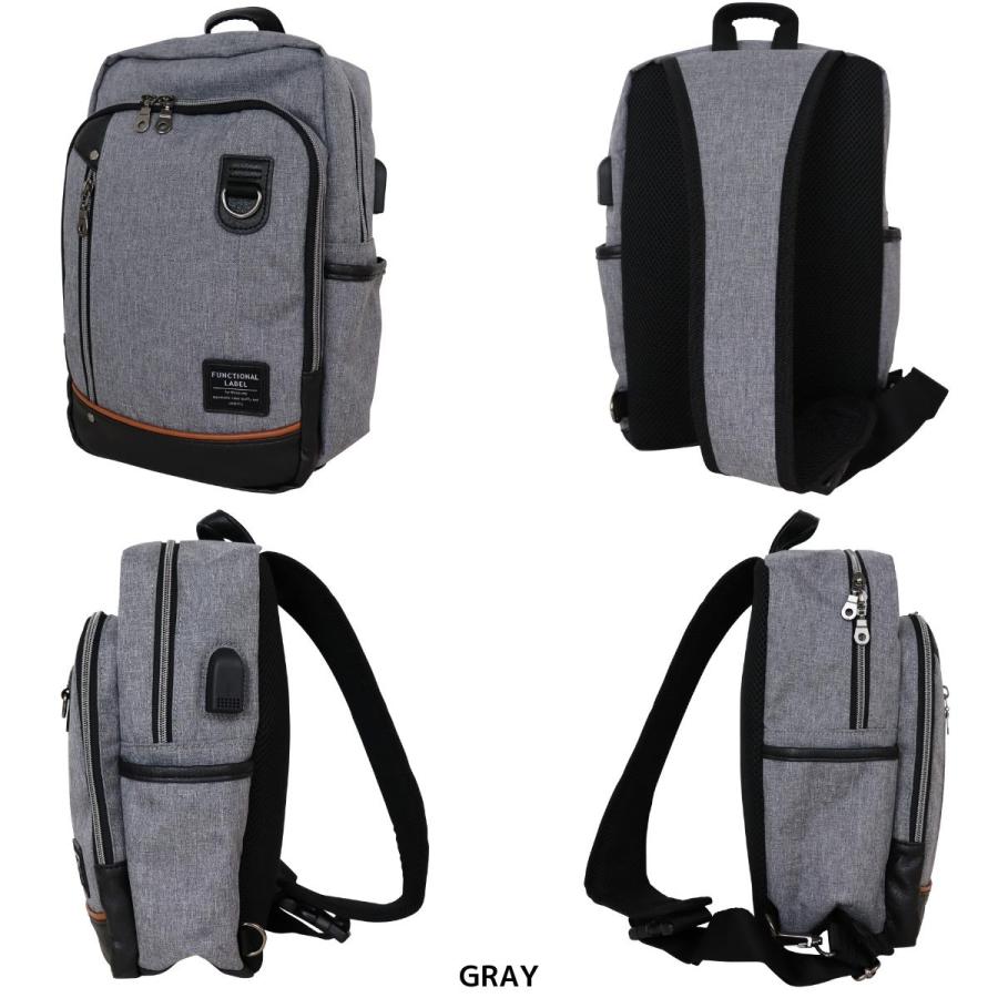 Functional Label ファンクショナルレーベル USB ボディバッグ L メンズ レディース 男性 女性 ユニセックス 男女兼用 ビジネス カジュアル 通勤 会社 08618 |  | 02