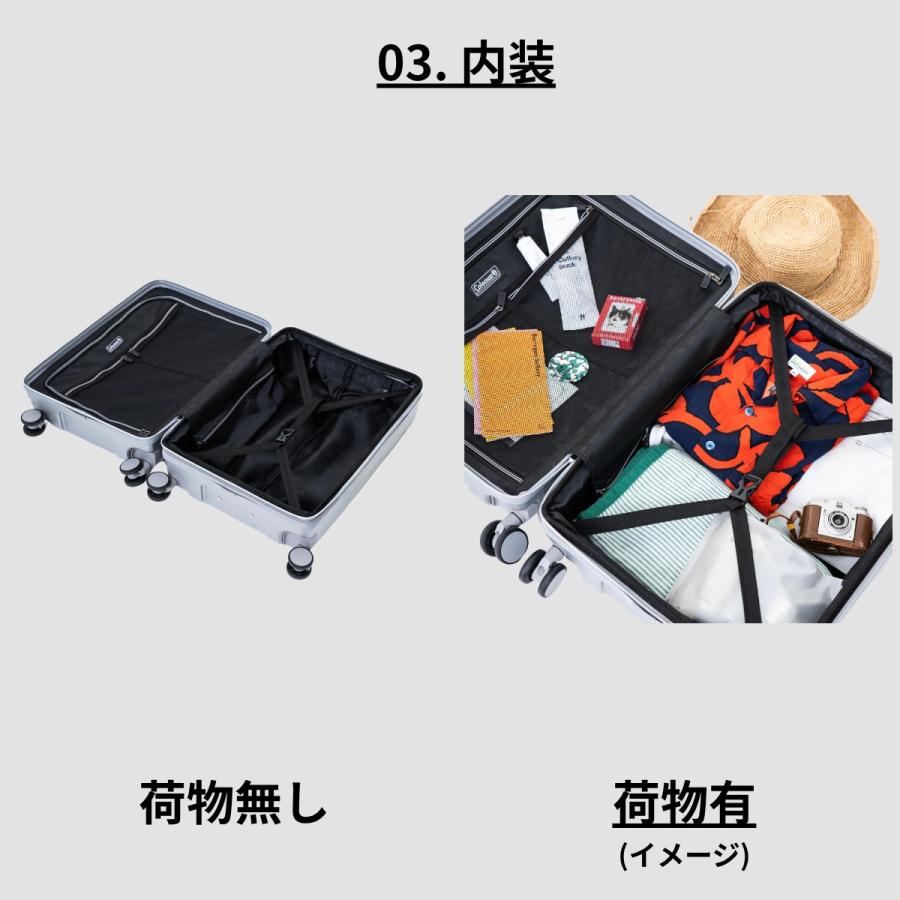 【もれなくColemanカバープレゼント】【正式ライセンス品】 コールマン Coleman スーツケース キャリーケース Sサイズ 旅行 軽量 機内持ち込み 38L 60014 | Coleman | 06