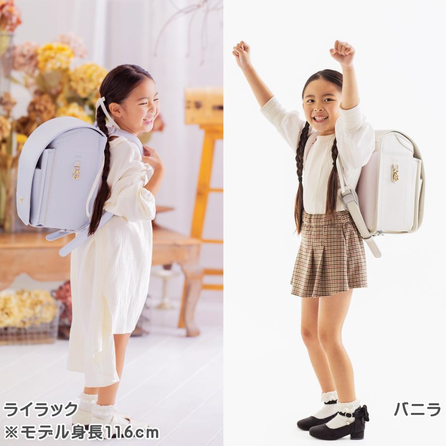 ランドセル ハネッセル GIRL アングラシエ ドルチェ A4フラットファイル収納対応 ラチェットアジャスター 大容量 軽量 360度反射 女の子 6年保証 日本製 91016の画像