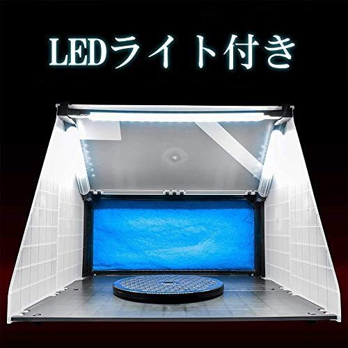 Ausuc スプレーブース LEDライト付 エアーブラシ用 塗装ブース パワフルファン ペインティングブース 交換フィルター付 黒