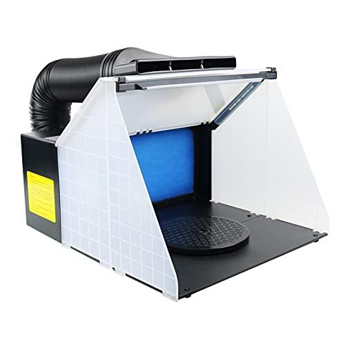 Ausuc スプレーブース LEDライト付 エアーブラシ用 塗装ブース パワフルファン ペインティングブース 交換フィルター付 黒