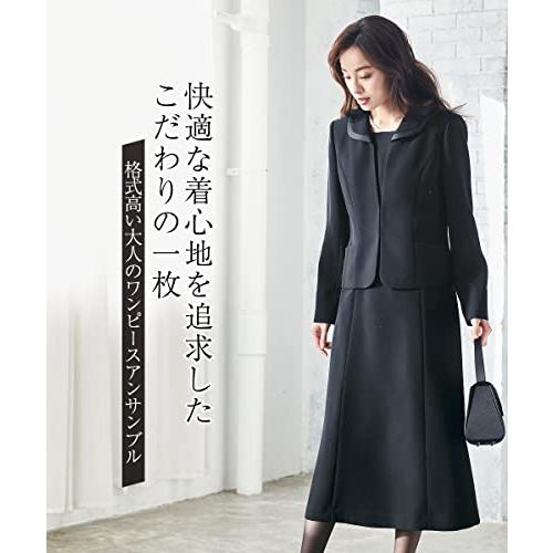 [ニッセン] 喪服 礼服 フォーマル スーツ ワンピース アンサンブル 洗える 前開き ロング丈 ストレッチ レディース 通年 夏 S 黒 