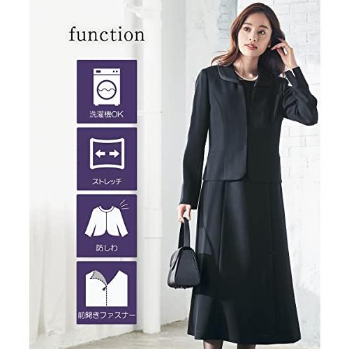 [ニッセン] 喪服 礼服 フォーマル スーツ ワンピース アンサンブル 洗える 前開き ロング丈 ストレッチ レディース 通年 夏 S 黒 