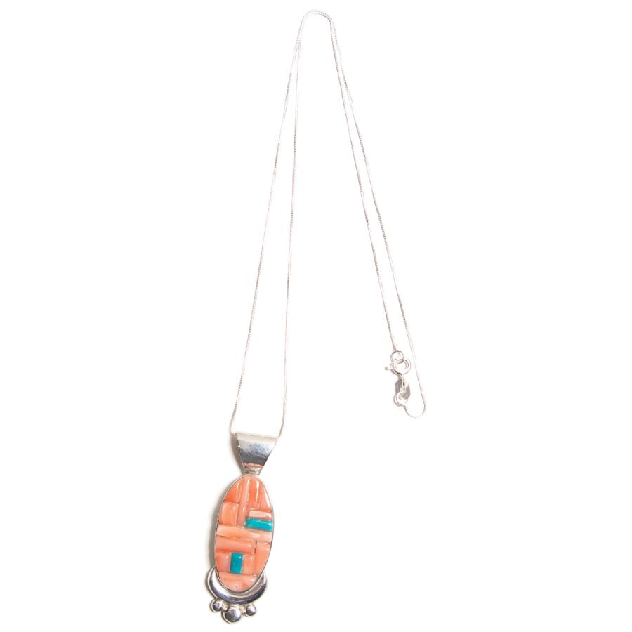 【Zuni】　インディアンジュエリーネックレス Indian Jewelry INDIAN JEWELRY ZUNI ズニ族 コーン モチーフ インレイ