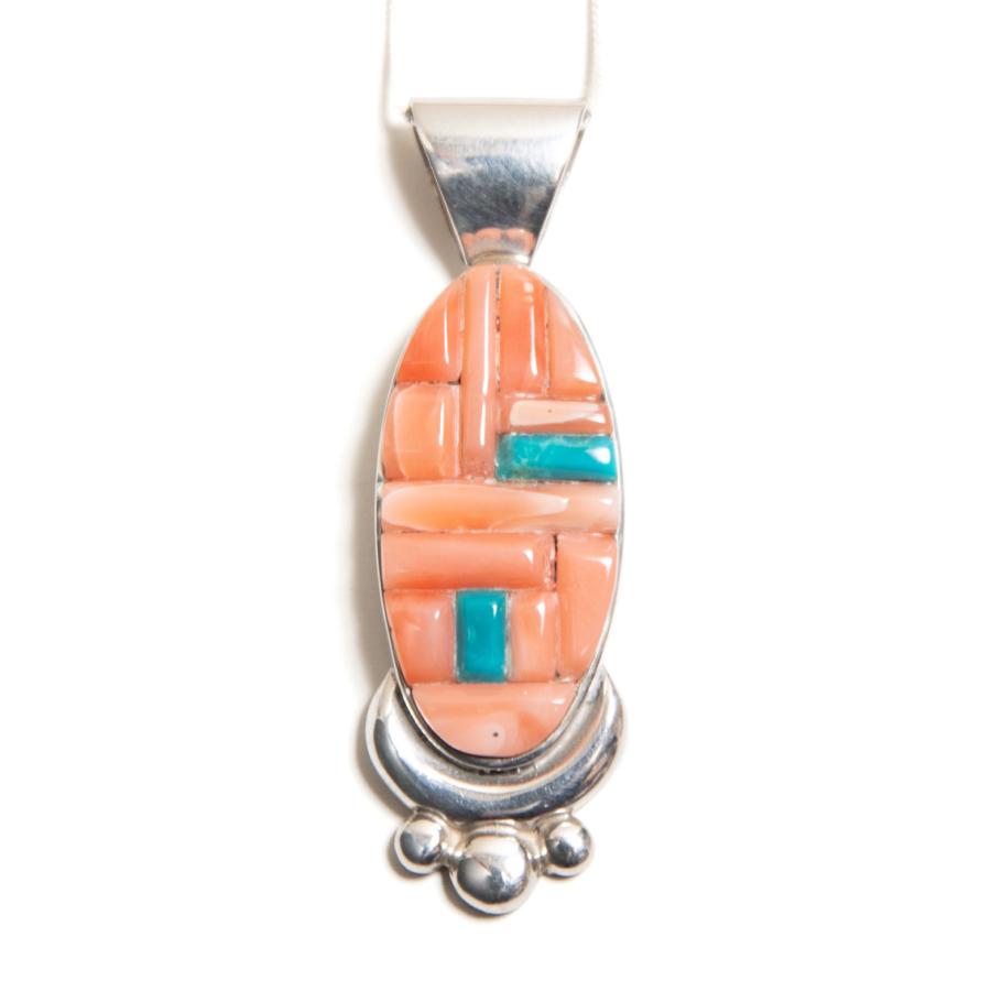 【Zuni】　インディアンジュエリーネックレス Indian Jewelry INDIAN JEWELRY ZUNI ズニ族 コーン モチーフ インレイ