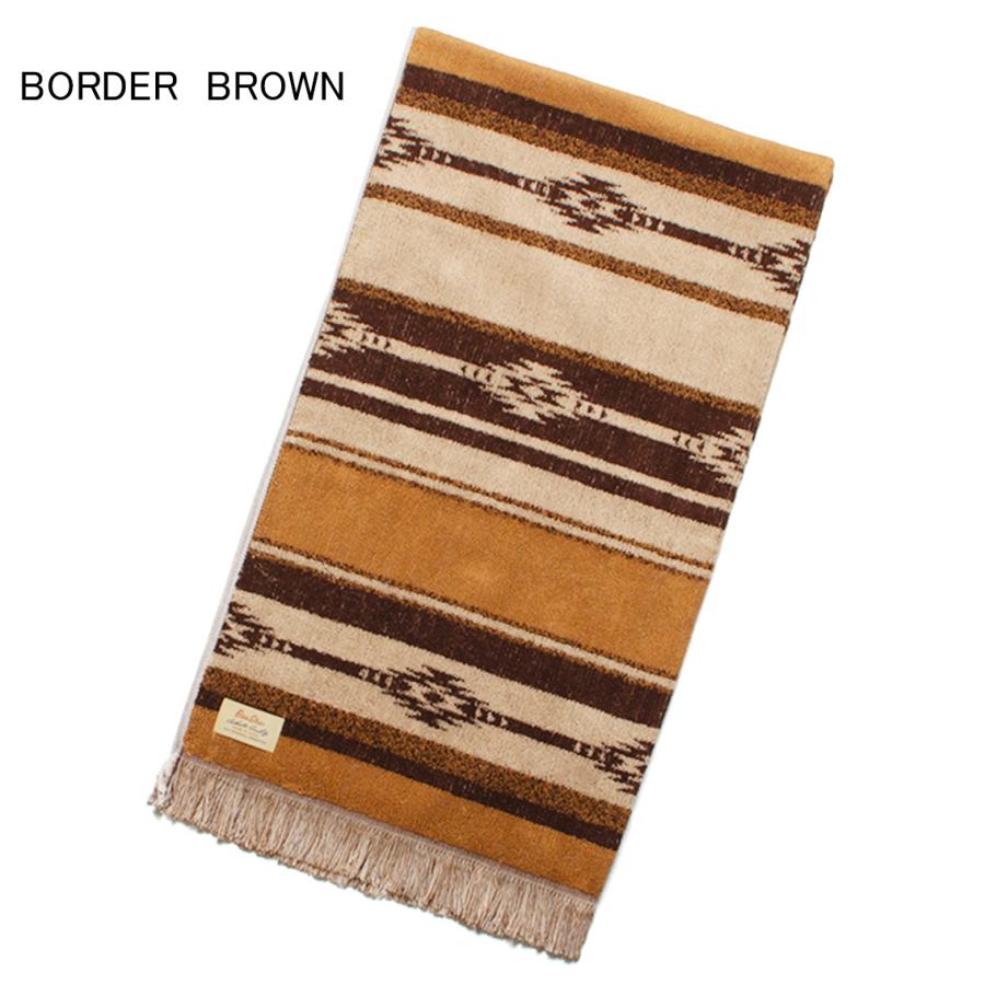 BasShuタオルケット brown BasShu（バッシュ） COTTON PILE BLANKET NATIVE BORDER コットン