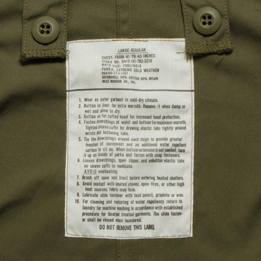 BUZZ RICKSON'S バズリクソンズ Type M-65 (NO HOOD) “BUZZ RICKSON CO., INC.” コート フィッシュテール BR14719の画像