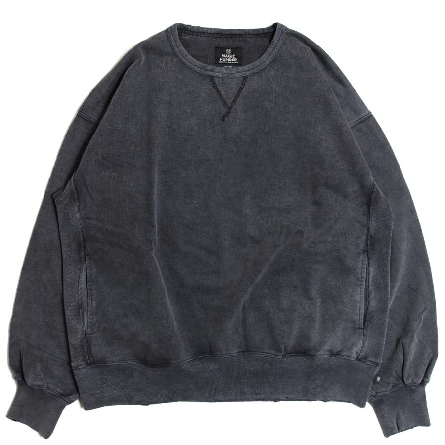 【セール30%OFF】 MAGIC NUMBER マジック ナンバー XV DAMEGE CREW SEWAT バックプリント ダメージ加工 クルーネック スウェット