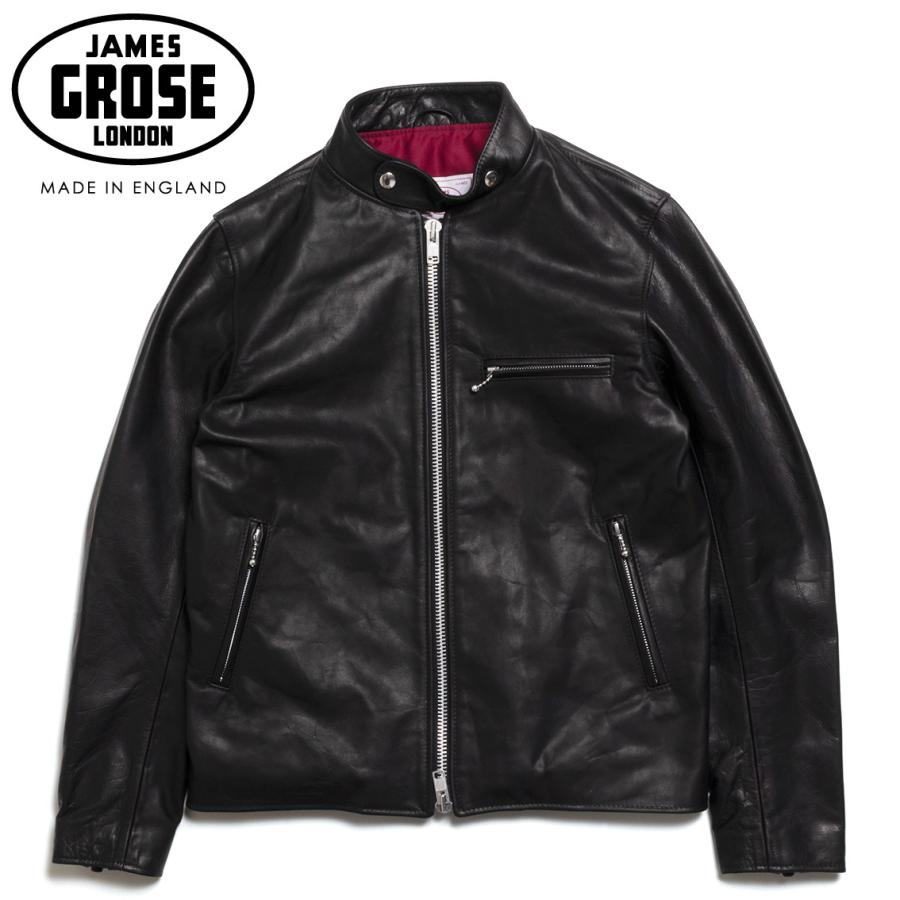 JAMES GROSE レザーシングルライダースジャケット 美品 馬革 JAMES GROSE（ジェームスグロース） NEW TROPHY HORSE LEATHER ニュー