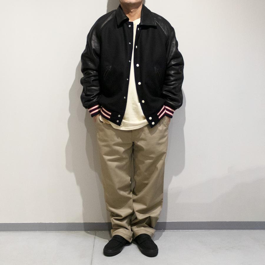 【セール20%OFF】 DEHEN ディーエン Raglan Varsity Jacket ラグラン バーシティ ジャケット BLACK/BLACKの画像