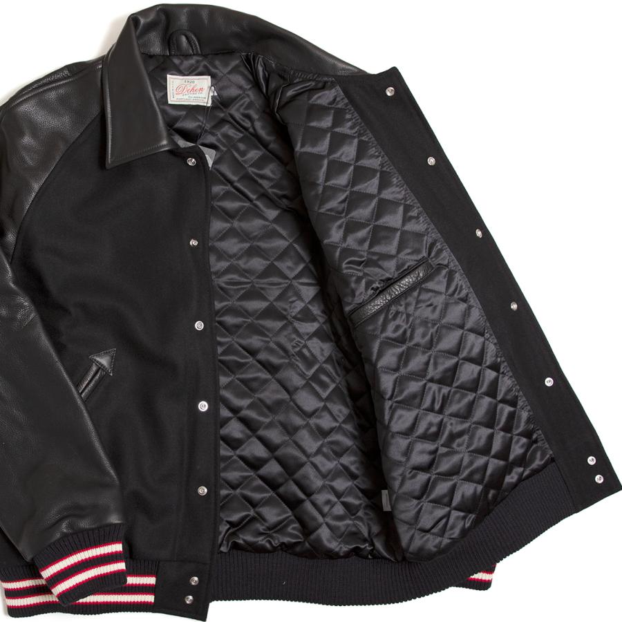 【セール20%OFF】 DEHEN ディーエン Raglan Varsity Jacket ラグラン バーシティ ジャケット BLACK/BLACKの画像
