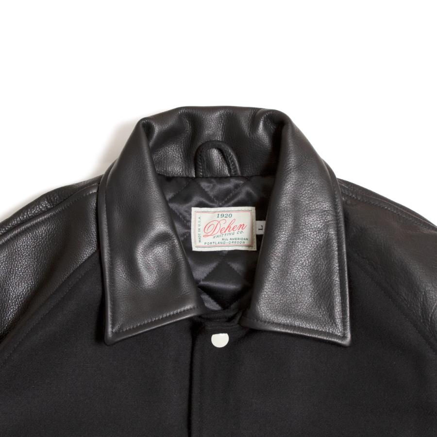 【セール20%OFF】 DEHEN ディーエン Raglan Varsity Jacket ラグラン バーシティ ジャケット BLACK/BLACKの画像