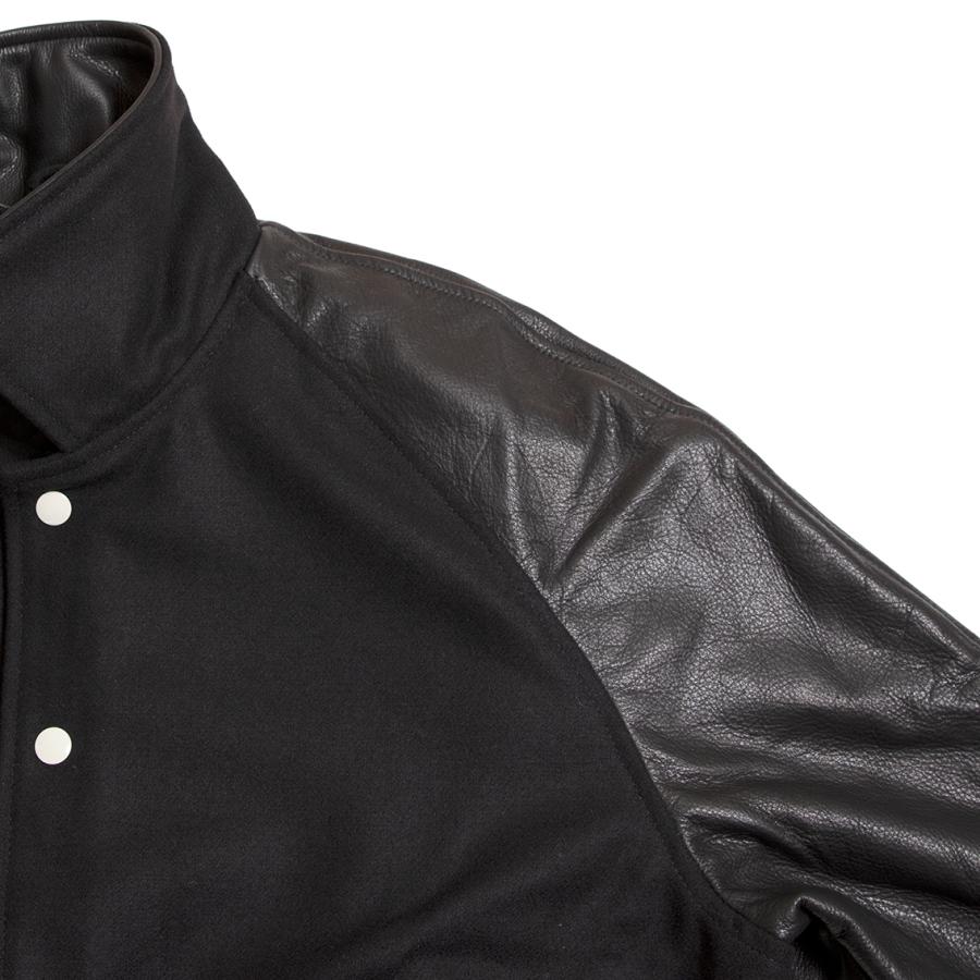 【セール20%OFF】 DEHEN ディーエン Raglan Varsity Jacket ラグラン バーシティ ジャケット BLACK/BLACKの画像