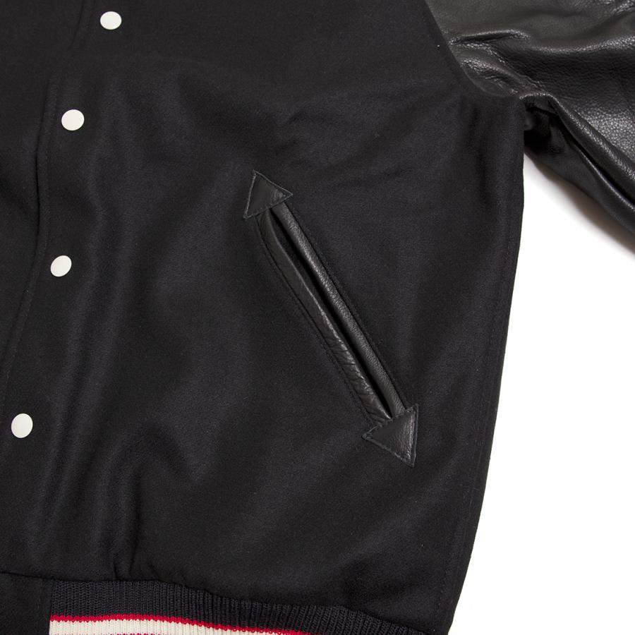 【セール20%OFF】 DEHEN ディーエン Raglan Varsity Jacket ラグラン バーシティ ジャケット BLACK/BLACKの画像