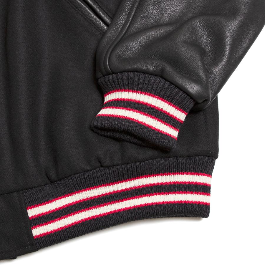 【セール20%OFF】 DEHEN ディーエン Raglan Varsity Jacket ラグラン バーシティ ジャケット BLACK/BLACKの画像