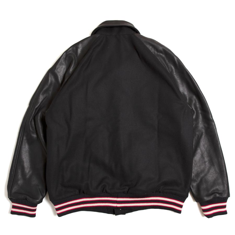 【セール20%OFF】 DEHEN ディーエン Raglan Varsity Jacket ラグラン バーシティ ジャケット BLACK/BLACKの画像