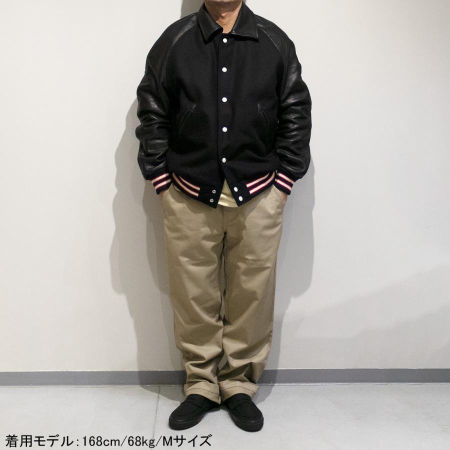 【セール20%OFF】 DEHEN ディーエン Raglan Varsity Jacket ラグラン バーシティ ジャケット BLACK/BLACKの画像