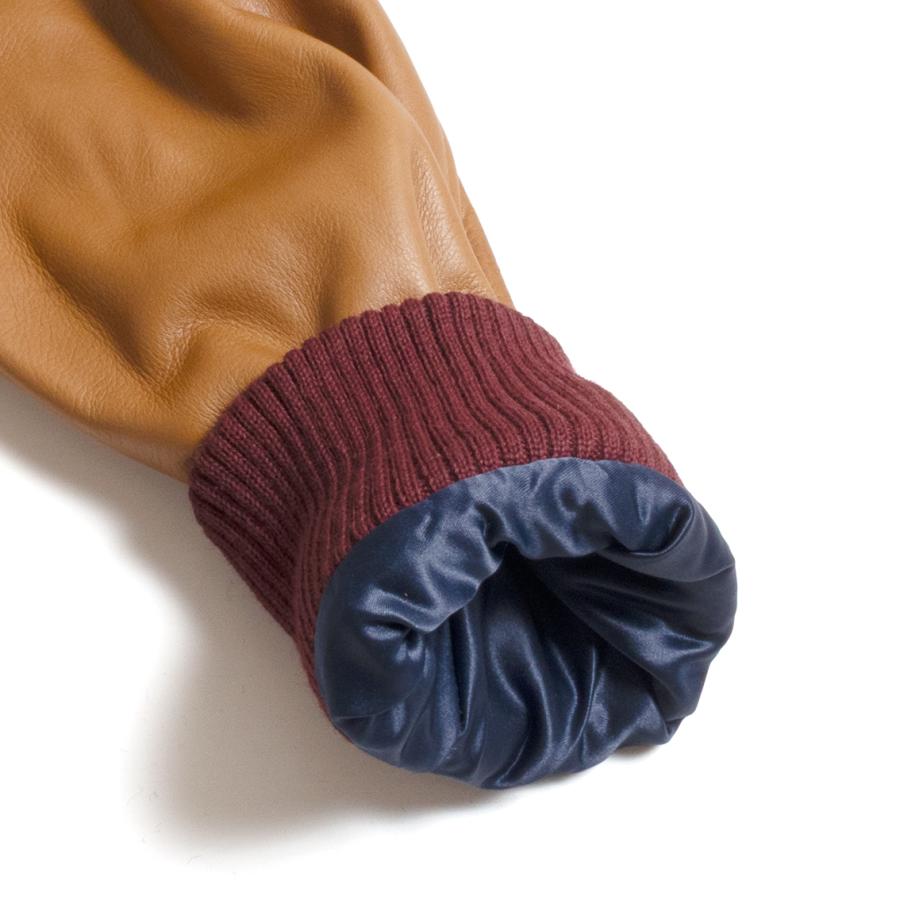 【セール20%OFF】 DEHEN ディーエン Varsity Jacket バーシティジャケット Burgundy Rust leather Sleevesの画像