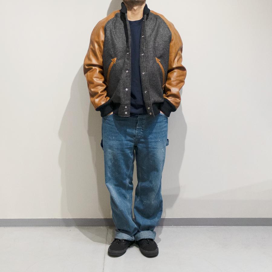 【セール20%OFF】 DEHEN ディーエン Raglan Varsity Jacket ラグランスリーブ バーシティ ジャケット Granite Antique Rust Leatherの画像